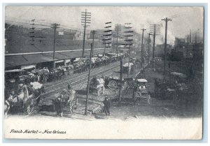 1908 French Market Carriages Scene New Orleans Louisiana Posted Vintage Postcard