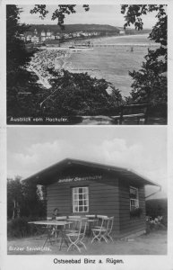 Vintage Cafe Wood Cabin Ostseebad Binz Rugen German RPC Postcard