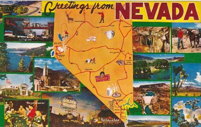 Greetings From Nevada With Map