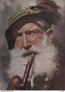 GERMANY, 1950-70s; Bergbauer, Portrait of Hill Farmer smoking a pipe