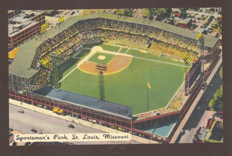 ST. LOUIS CARDINALS BASEBALL STADIUM SPORTSMAN'S PARK VINTAGE POSTCARD MO