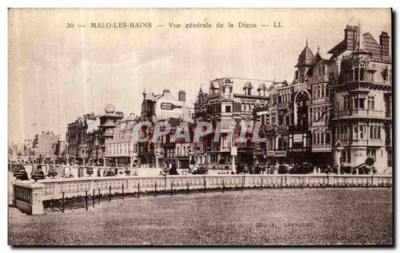 Old Postcard Malo les Bains Vue Generale de la Digue