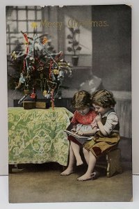 Merry Christmas Victorian Tree Children Seated Gertrude Christ Postcard R2