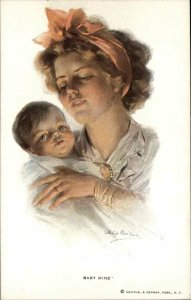 A/S BOILEAU Pretty Woman Mom w Baby c1910 Postcard