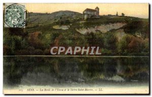 Old Postcard The Banks of Sens Yonne and the Tertre Saint Martin