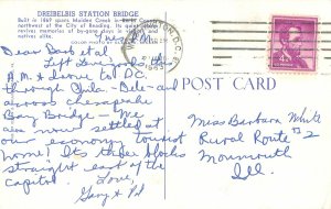 Berks County PA Dreibelbis Station Bridge with Hex Sign 1963 Chrome Postcard
