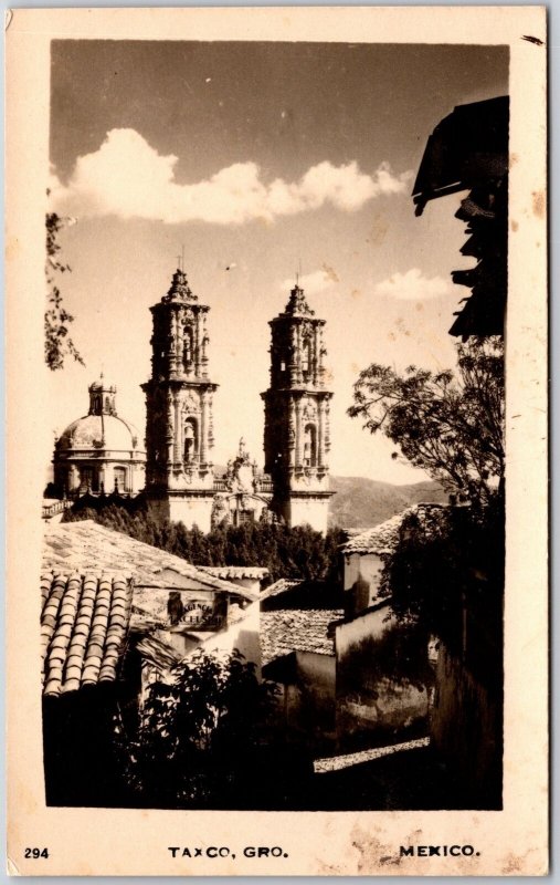 Taxco Gro Mexico ~ Church and Buildings Real Photo RPPC Postcard