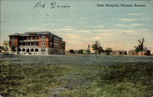 Parsons Kansas KS State Hospital Insane Asylum? C1910 Postcard 