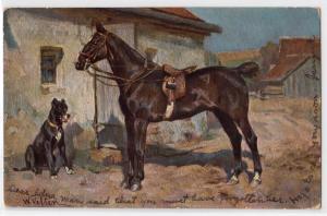 Horse & Dog by W. Velten