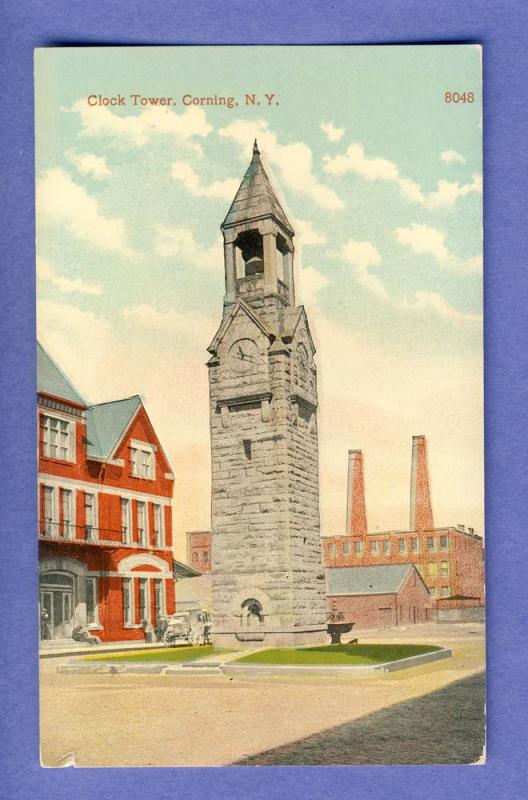 Early Corning, New York/NY Postcard, View Of Clock Tower