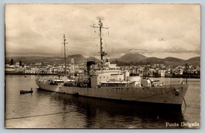 RPPC  Portugal  Navy  Ship   Ponta  Delgada   Postcard