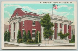 Winchester Virginia~Post Office~1920s Postcard