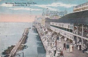 New Jersey Atlantic City Watching Bathers From Steel Pier 1916