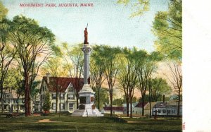 Vintage Postcard 1900's Monument Park Augusta Maine ME Pub. Metropolitan News