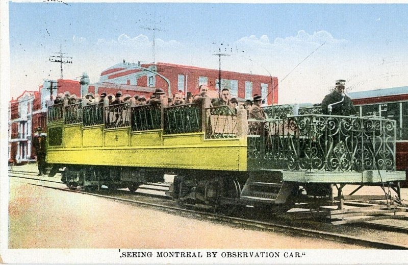 Postcard Early View of Observation Trolley Car in Montreal, Canada.          S6