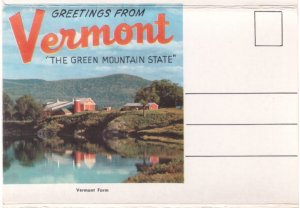 Greetings From Vermont,  Vintage Chrome Folder Postcard #2, 14 Views