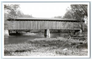 c1950's The Old Covered Bridge Near Port Washington WI RPPC Photo Postcard