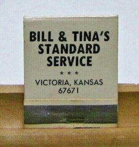 Bill & Tina's Standard Service Victoria Kansas Vintage Matchbook Cover