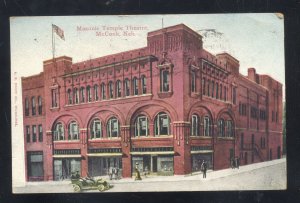 MCCOOK NEBRASKA MASONIC TEMPLE THEATRE DOWNTOWN VINTAGE POSTCARD 1916