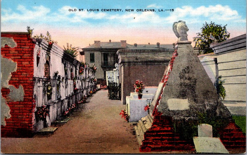 Old St. Louis Cemetery New Orleans Louisiana LA vintage postcard