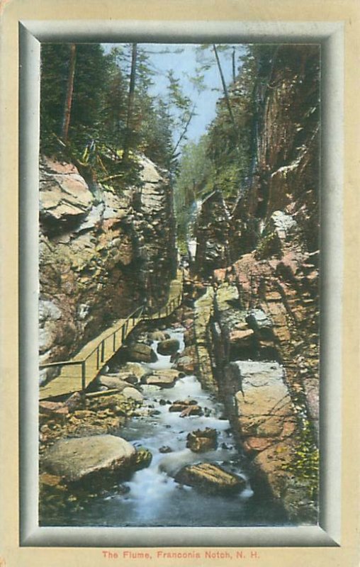 Franconia Notch New Hampshire The Flume Litho Postcard
