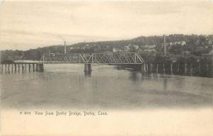 c1906 Rotograph Postcard View from Derby Bridge, Derby CT New Haven Co Unposted