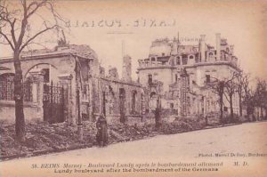 France Marne Reims Louis XV Monument & Neighborhood After Bombardement By...