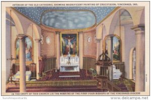 Indiana Vincennes Interior Of Old Cathedral 1955 Curteich