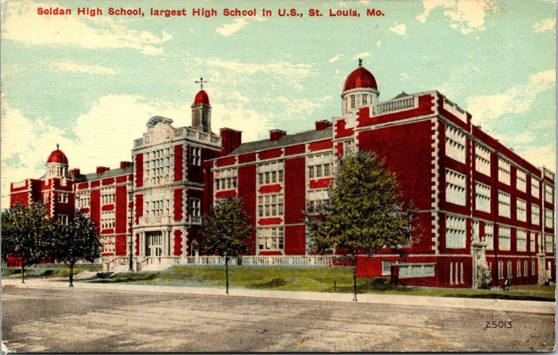 Soldan High School Largest In US St Louis MO Missouri Antique Postcard UNP DB 