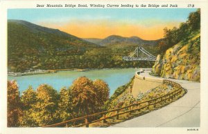 Peekskill New York Bear Mountain Bridge & Winding Road White Border Unused