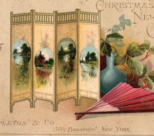 1884-85 London Exhibition Fair Appleton & Co. Christmas Card Fab! #W