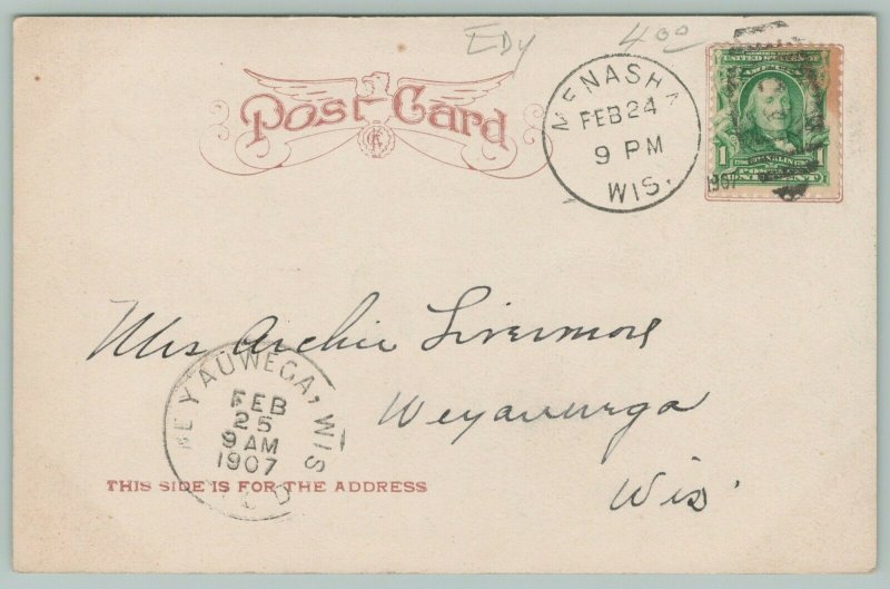 Menasha Wisconsin~Victorian Crowd on Brighton Beach~Canoes~c1907 Postcard