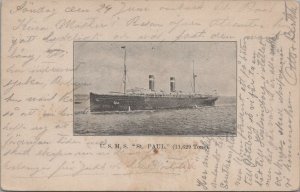 Postcard Ship USMS St Paul 1906