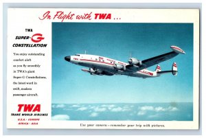 Vintage TWA Super-G Constellation Postcard F146E