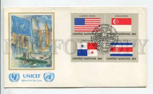 448226 UNITED NATIONS NEW YORK 1981 FDC flags series Singapore Costa Rica Panama