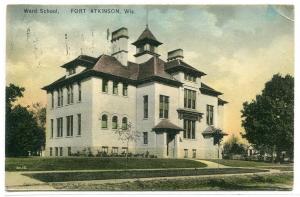 Ward School Fort Atkinson Wisconsin 1909 postcard