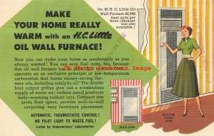 Advertising Linen Postcard, H.C. Little Burner Co, Oil Wall Furnace Sample
