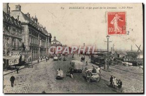 Old Postcard Bordeaux Quay The customs Tram Boat