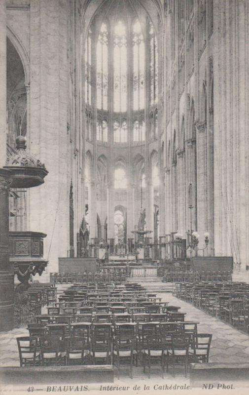 Beauvais Cathedrale Cathedral Interior Antique French Postcard