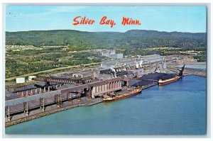 c1960's Bird's Eye View Ship Scene Silver Bay Minnesota MN Vintage Postcard