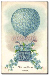 Old Postcard Fantasy Flowers balloon airship