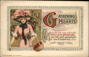 Valentine Beautiful Woman Heart Tree Winsch Schmucker c1911 Postcard