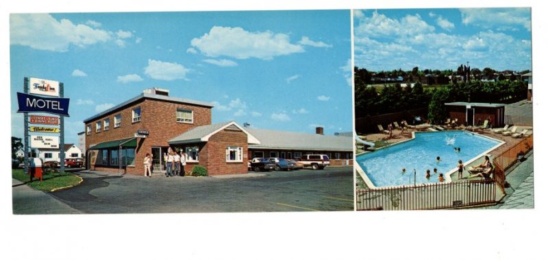 Fundy Line Motel, Pool, Moncton, New Brunswick Vintage Advertising Postcard