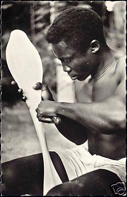 suriname Bushnegro Carving Paddle Pagaai Canoe 60s RPPC