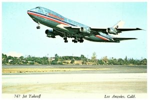 American Airlines 747 Jet Takeoff Los Angeles California Postcard