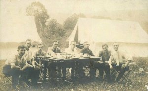 1910 St Mark's Camp Group of men RPPC Photo Postcard 21-11945