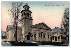 c1910 Methodist Church Liberty New York NY Antique Posted J. Fahrenholz Postcard 