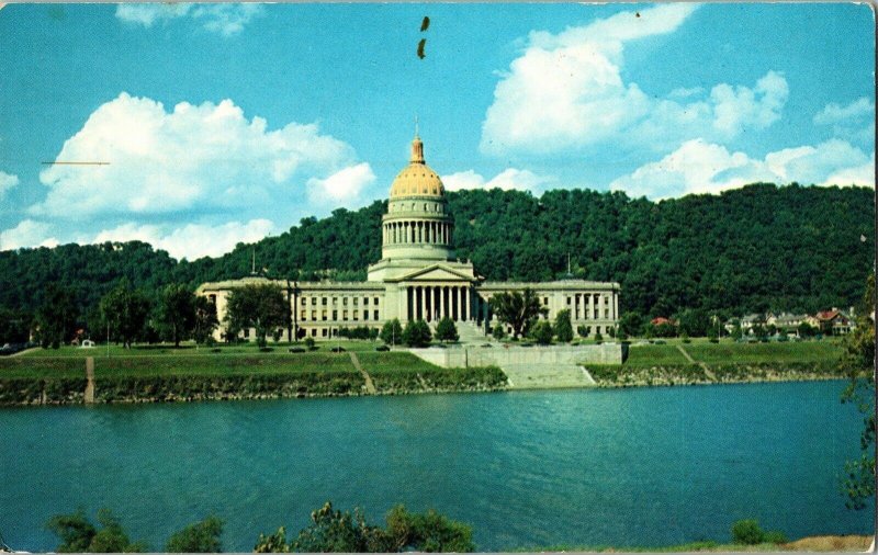 West Virginia State Capitol Charleston West Virginia Plastichrome Postcard UNP 
