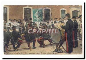 Old Postcard Army Artillery Music in the court of the district