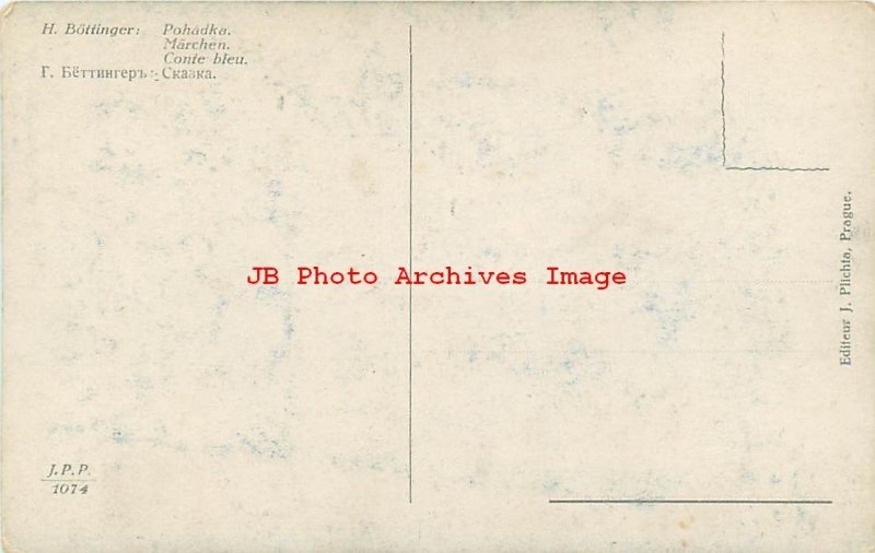 300141-Hugo Bottinger, JPP No 1074, Conte Bleu, Nude Woman Standing by Rocks